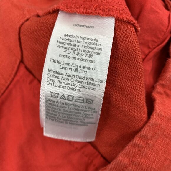 Madewell Shorts Womens 6 Red 100% Linen Button Tab Waist Zip Fly Back Welt - Picture 9 of 14